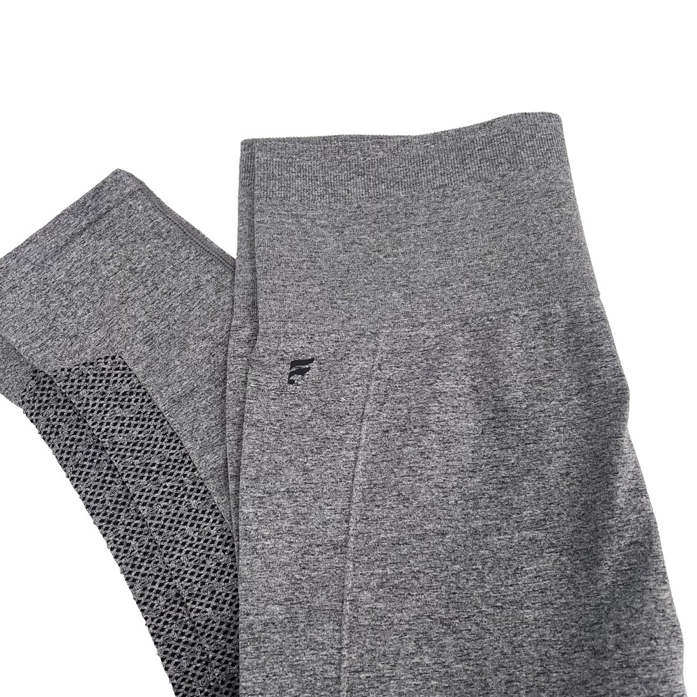 FABLETICS Women's Sz L Gray Sync High-Waisted Mesh Detail Seamless 7/8 Leggings